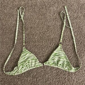 Green and White Zebra Print Bikini Top